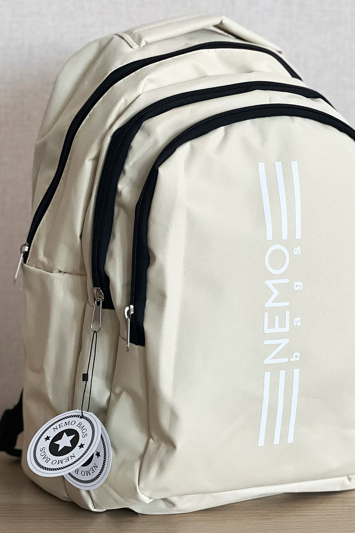 NEMO GROUP Unisex Bej Sırt Çantası Büyük Boy Okul Spor Çantası, 16,9 inç, 45x30x15cm 24lt