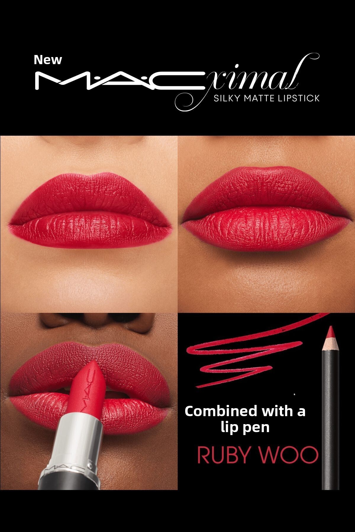 M.A.C-Macximal Mini Mac Silky Matte Lipstick - Ruby Woo 1.8g 4