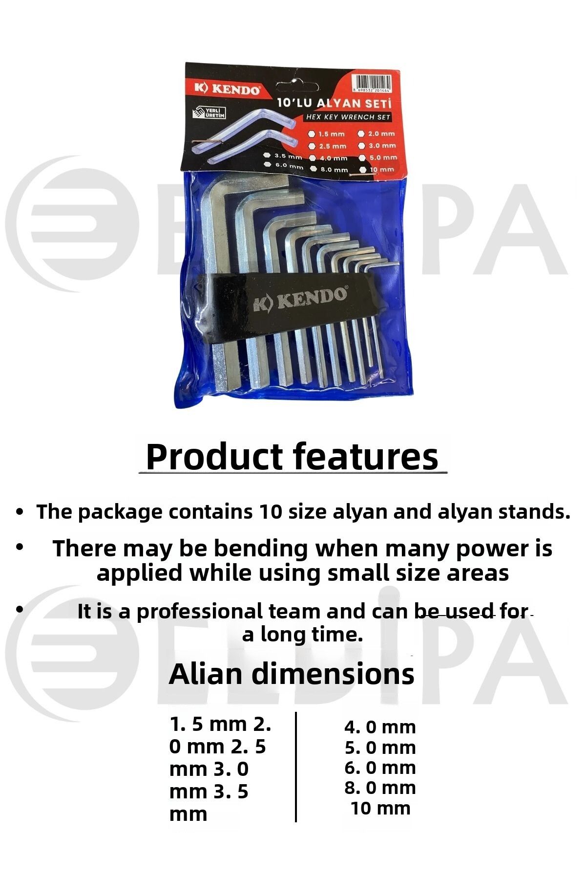 ELDİPA-10-Piece Allen Key Set – 6-Point Short Allen Key Set 2
