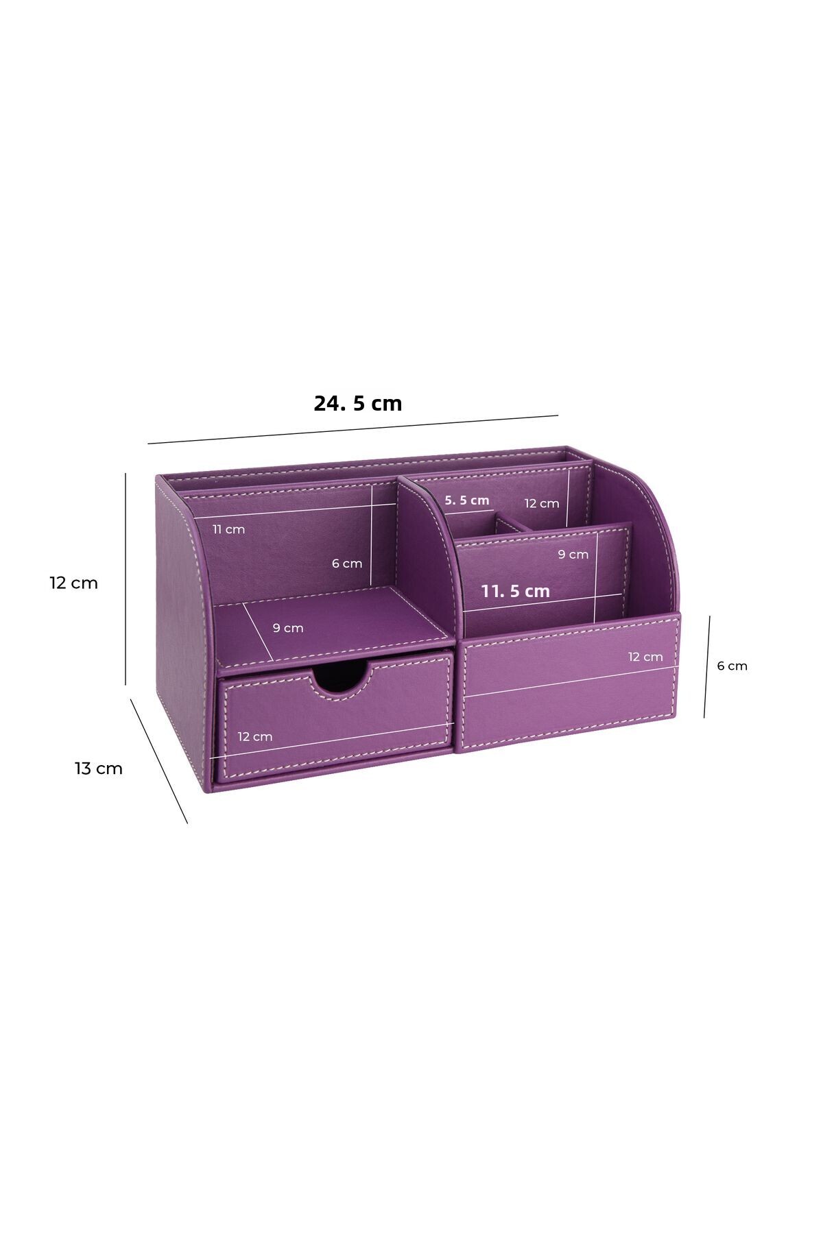 2K-Desktop Organizer, Pen Holder, Remote Control Holder, Cube Notepad Holder, Tablet Holder, Bookshelf, 6 Compartments, with Drawers, Lilac 4