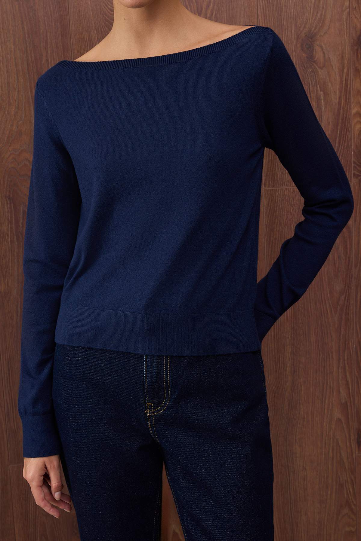 Trendyolmilla  Özel Koleksiyon Lacivert Premium İplik/Özel İplik Trend Triko Kazak TWOAW26KZ00159 - Görsel 3