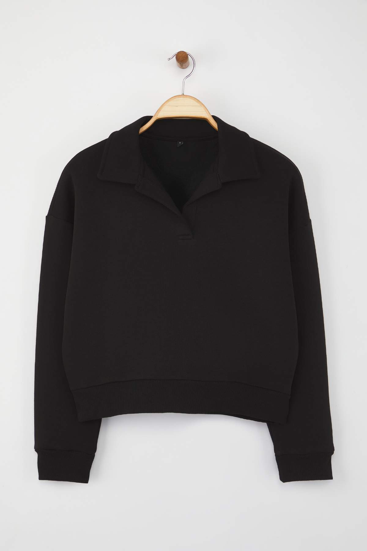 Trendyolmilla  Teen Siyah Düz Regular/Normal Kalıp Örme Sweatshirt TWOAW26SW00049 - Görsel 6