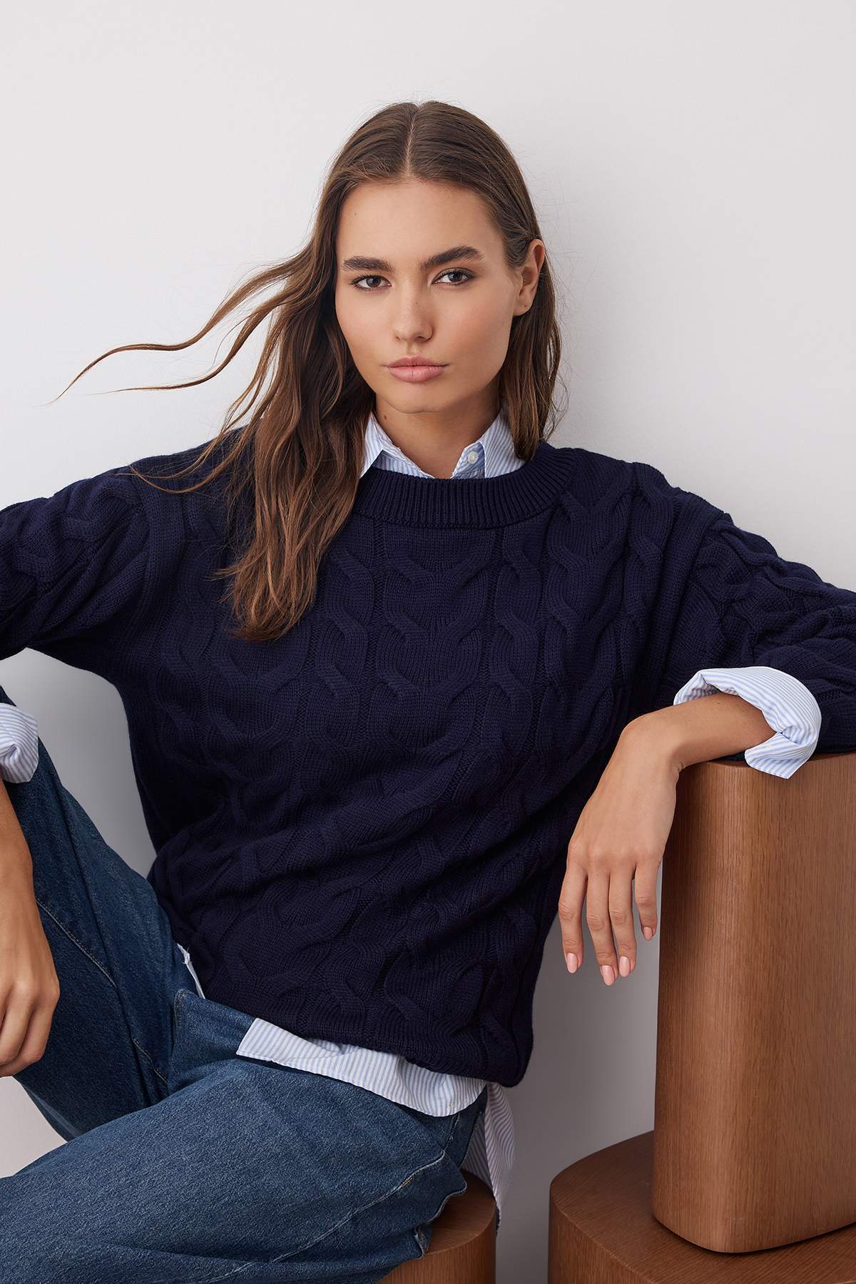 Trendyolmilla  More Sustainable Lacivert Kayık Yaka Triko Kazak TWOAW26KZ00126 - Görsel 5