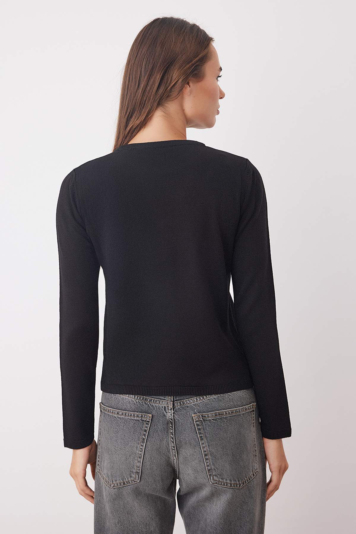 Trendyolmilla  Ekru-Siyah Bisiklet Yaka İkili Paket Triko Kazak TWOAW26KZ00189 - Görsel 7