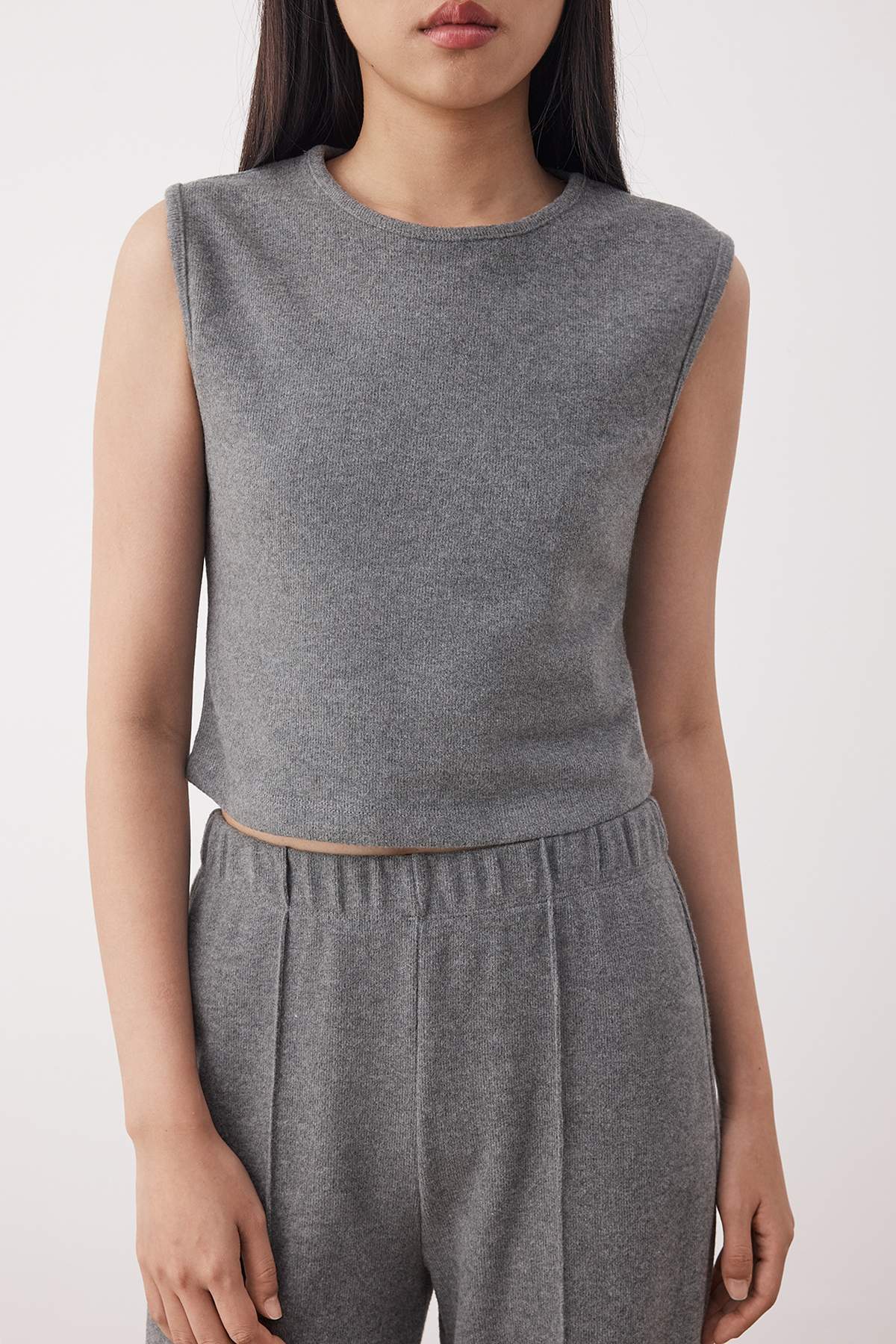 Trendyolmilla  Antrasit 3'Lü Selanik/Triko Görünümlü Düğmeli Esnek Örme Alt - Üst Takım TWOAW26AU00052 - Görsel 6