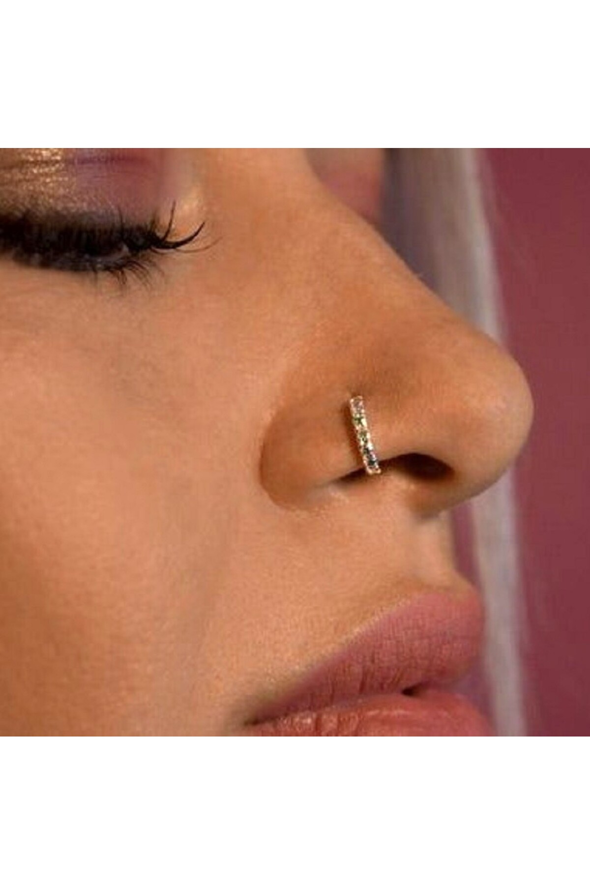 925 Sterling Silver Ring Gemstone Speed Nose Piercing 9 mm Gold Color