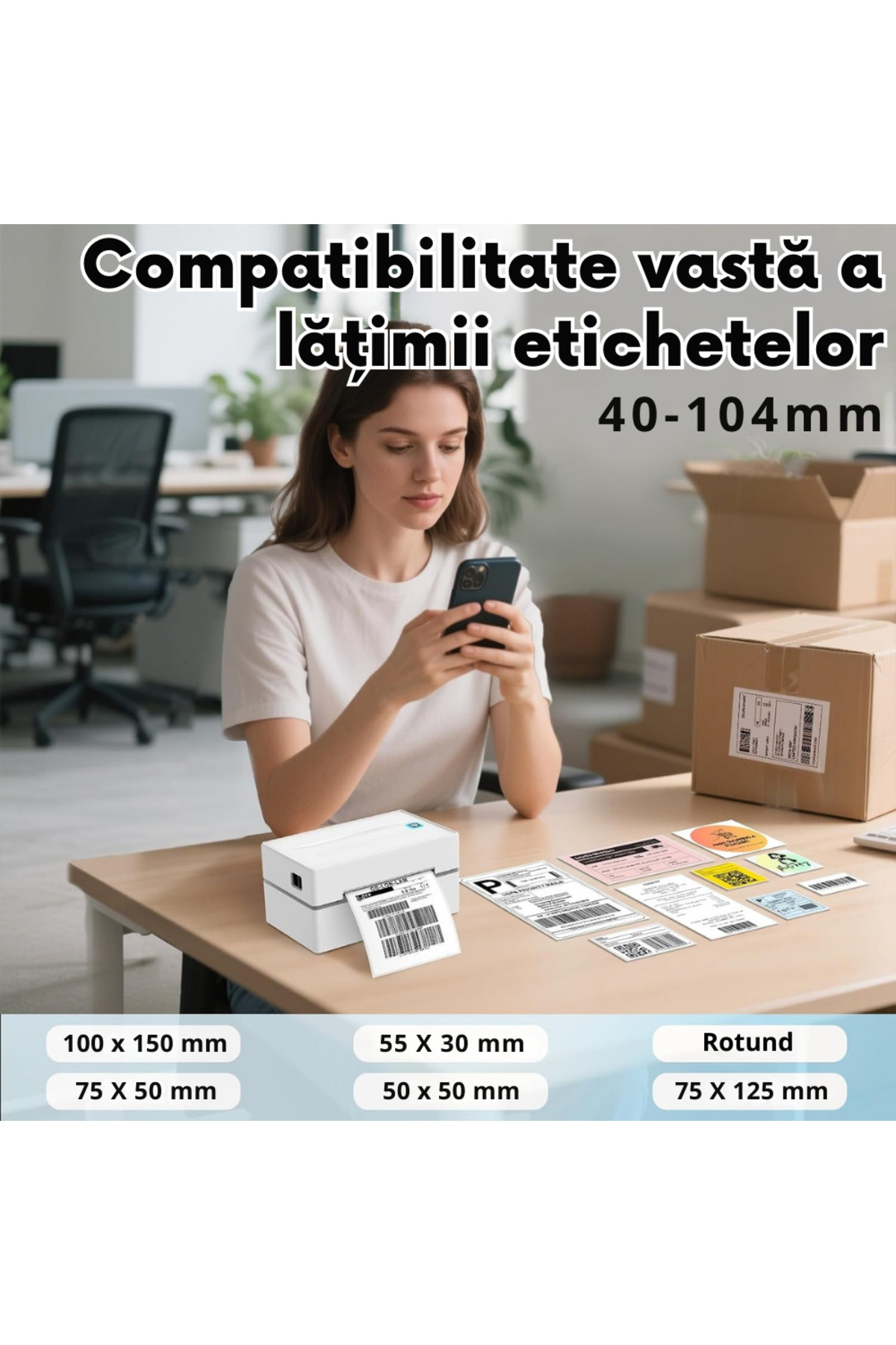 Vittalist-Thermal Printer for Labels and AWBs, Compatible with iOS / Android / Windows / MacOS, White 4