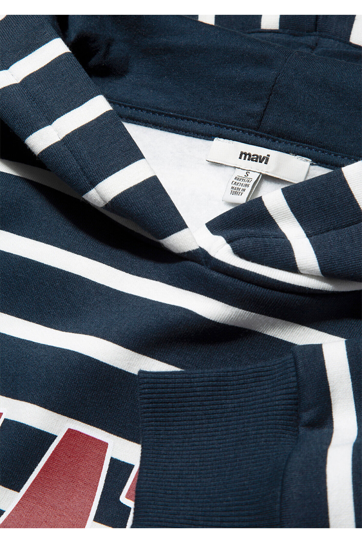 Mavi-Marineblau gestreiftes Sweatshirt mit Logo-Print 1s10118-81518 7