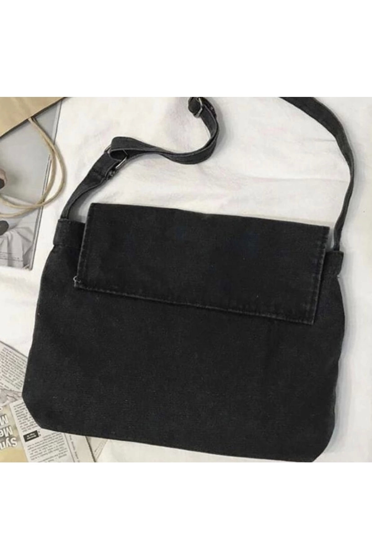 weywot  Siyah Postacı Çantası Unısex Harajuku Çanta - Görsel 5