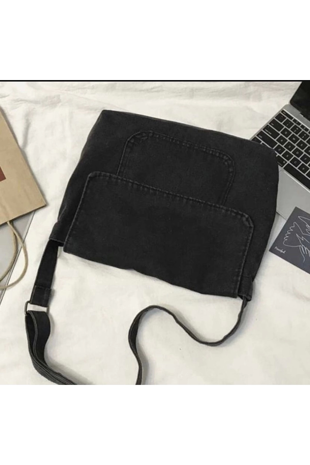 weywot  Siyah Postacı Çantası Unısex Harajuku Çanta - Görsel 4