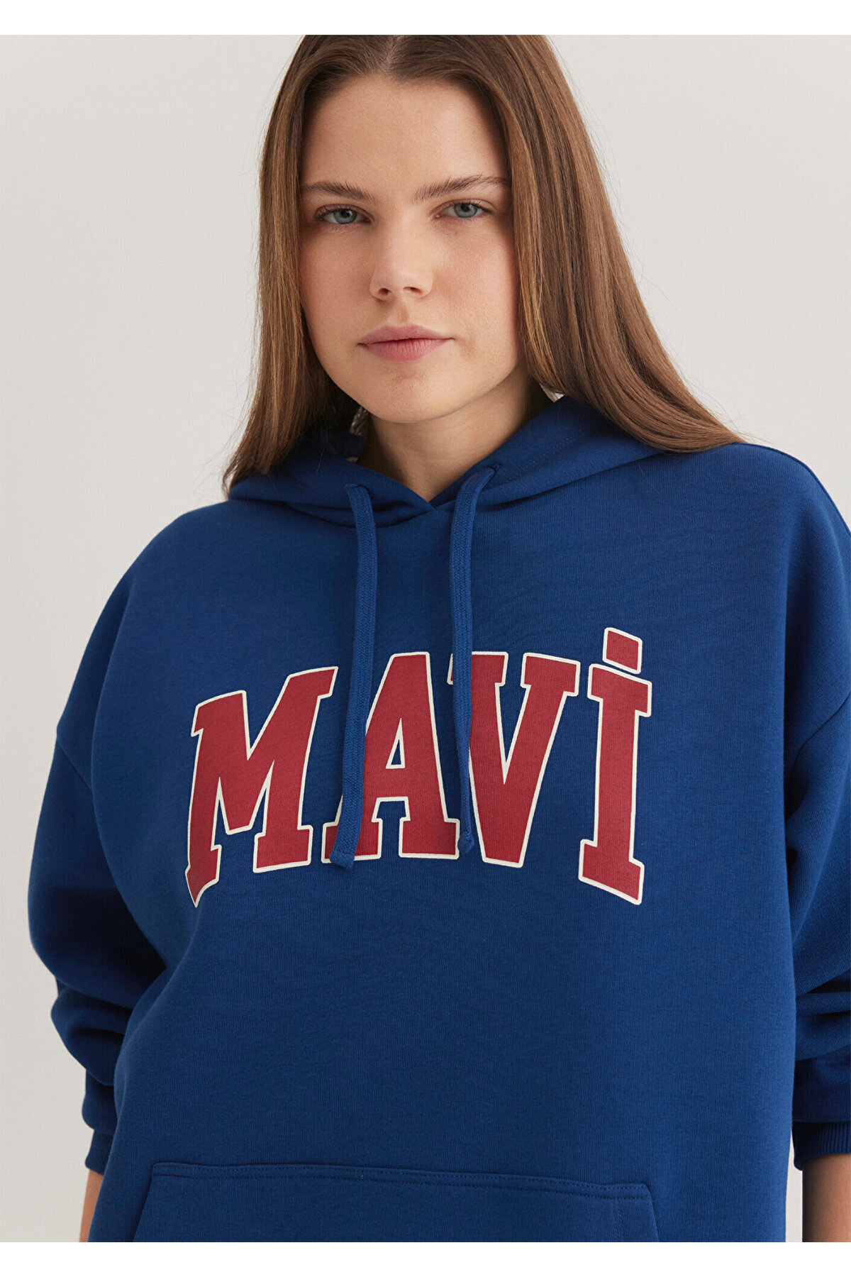 Mavi-Marineblaues Sweatshirt mit Kapuze und Logoaufdruck 1600361-82625 1