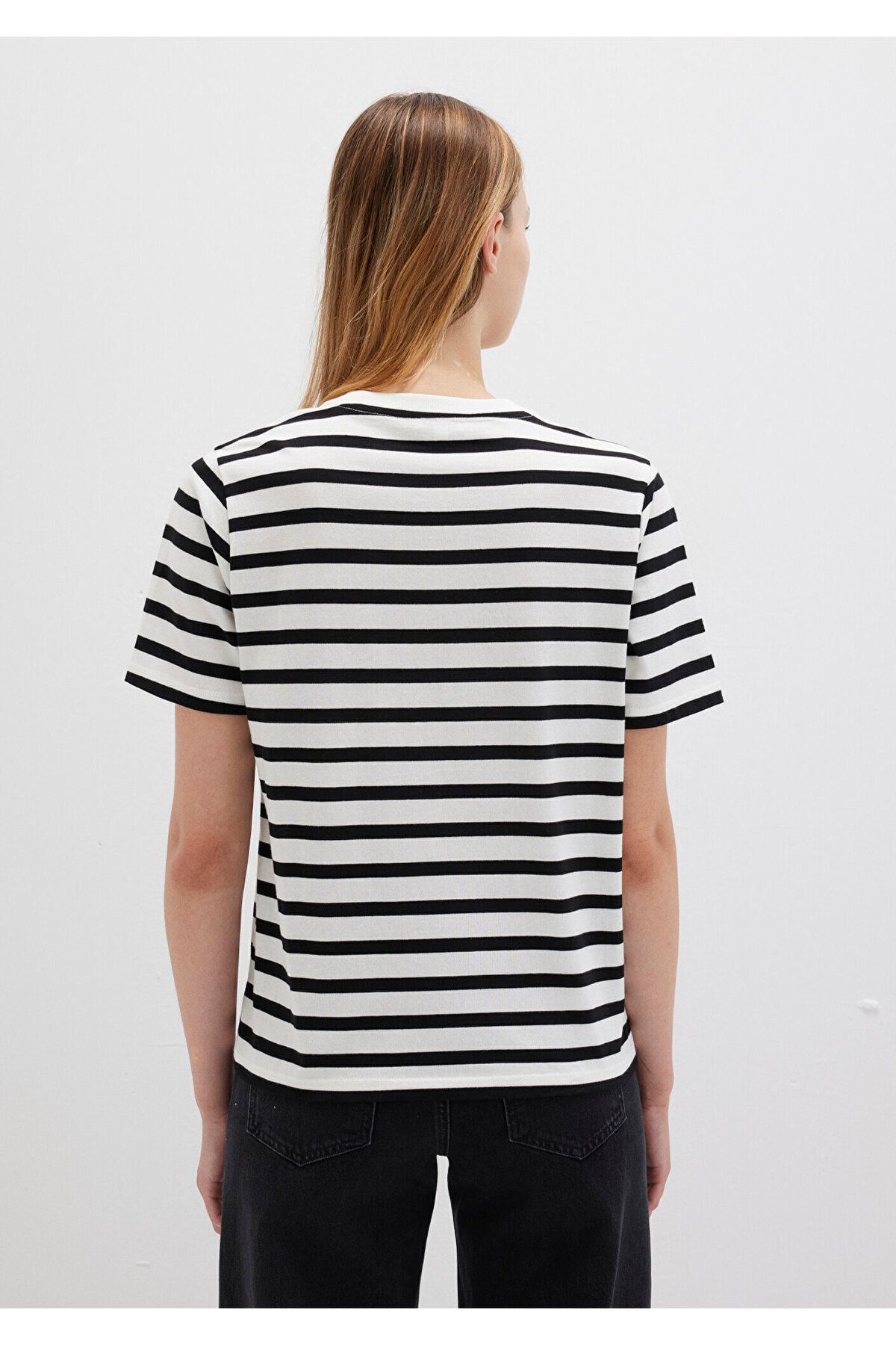 Mavi-Schwarz gestreiftes T-Shirt mit Logodruck, normale Passform / normaler Schnitt 1611360-84041 4