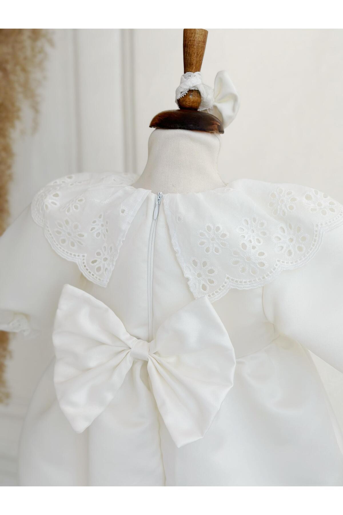 Hobidik Bebek Çocuk Kırık Beyaz Papatya Pelerin Yakalı Mevlüt Elbise Seti fotoğrafı 5 (önizleme)