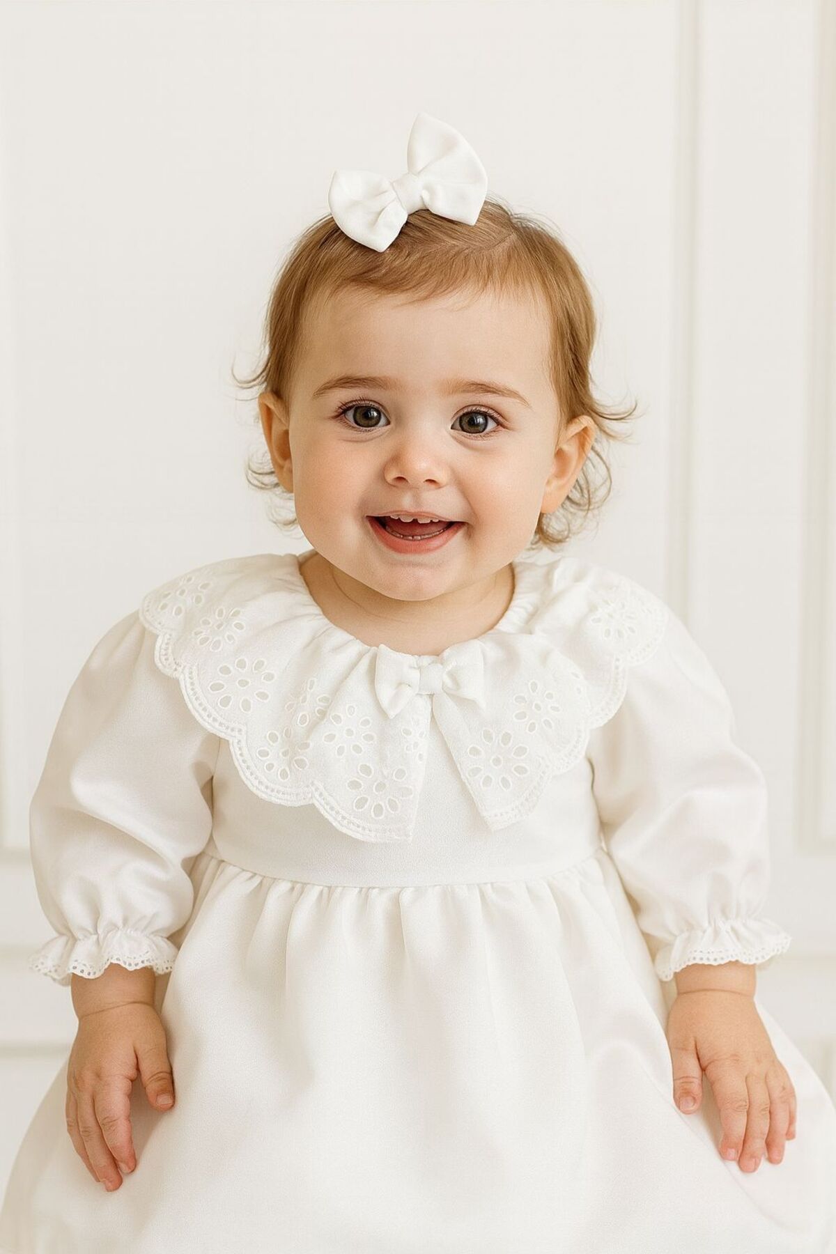 Hobidik Bebek Çocuk Kırık Beyaz Papatya Pelerin Yakalı Mevlüt Elbise Seti fotoğrafı 2 (önizleme)