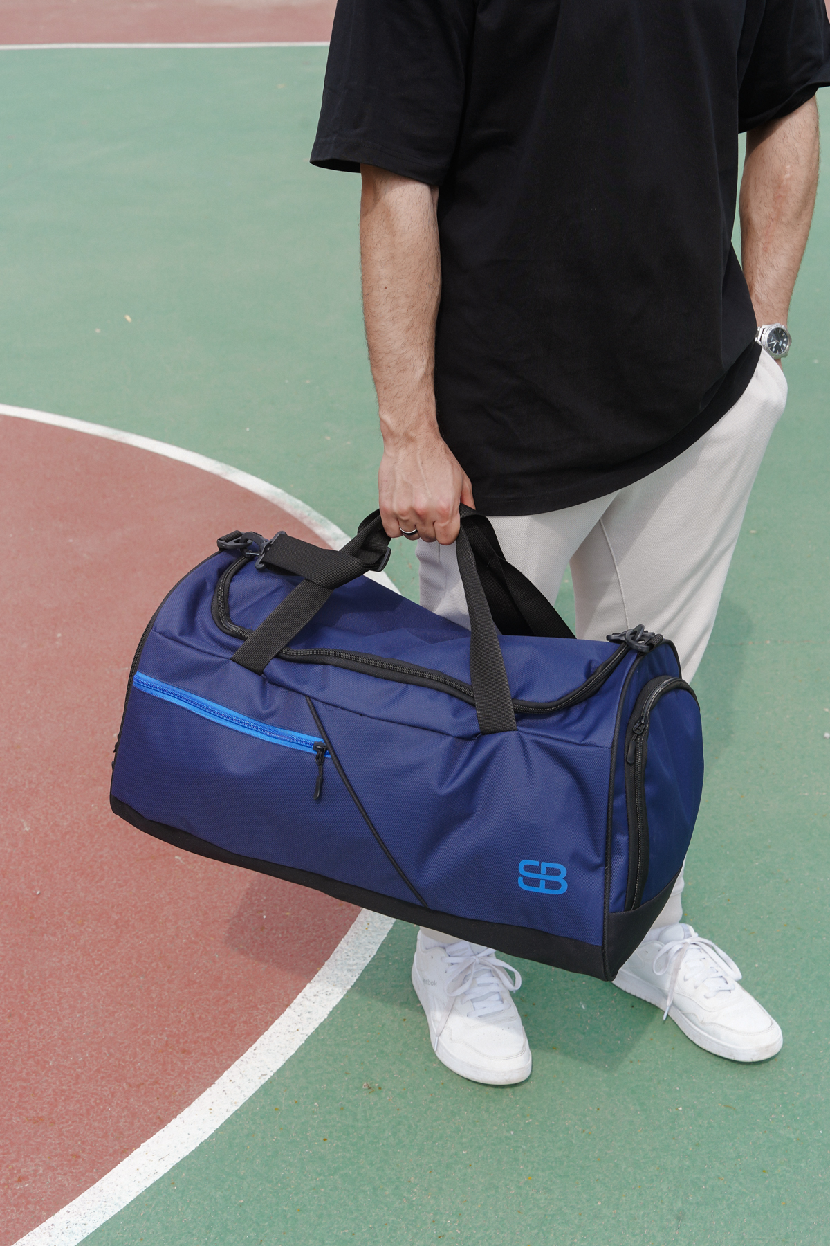 Solo Bag  Ayakkabı Gözlü Termoslu Büyük Boy Unisex Lacivert Spor Fitness Ve Seyahat Çantası - Görsel 4