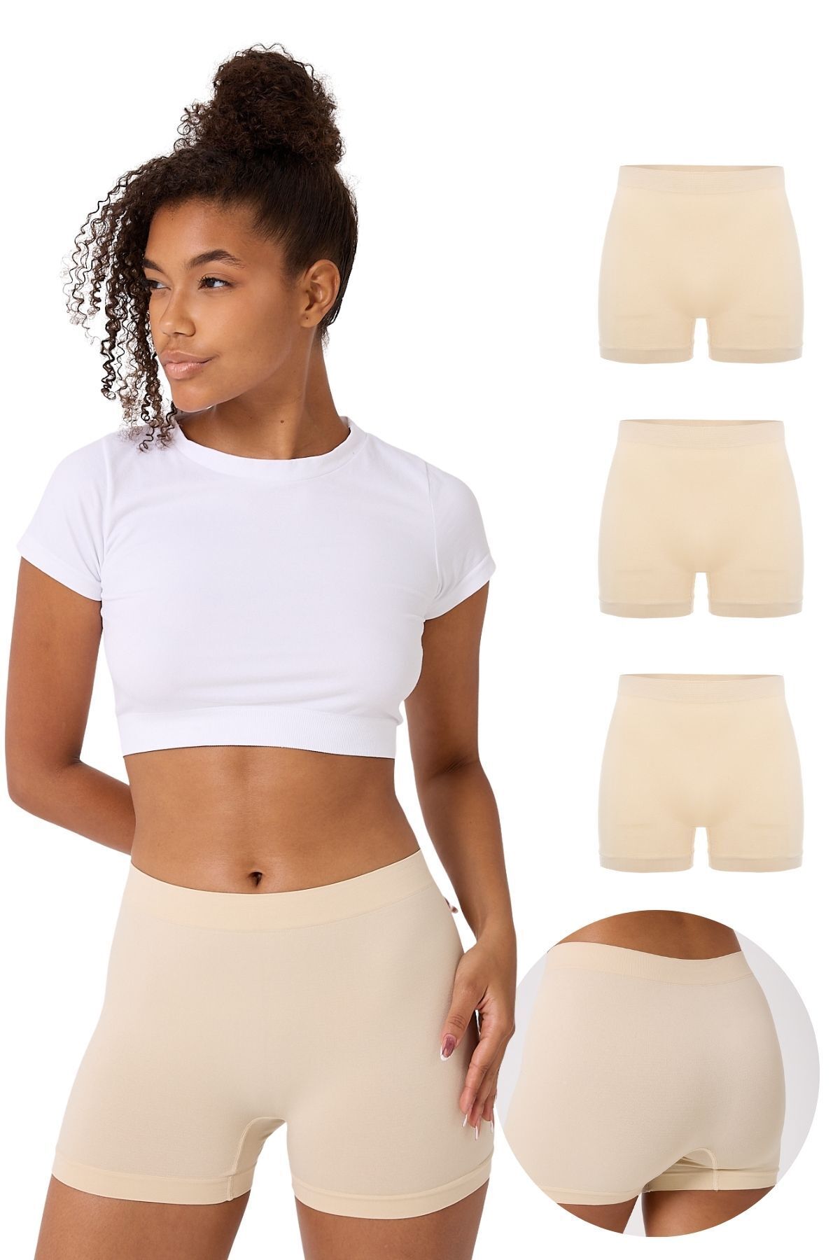 FOREVER MORE 3'lü Kadın Dikişsiz Basic Boxer