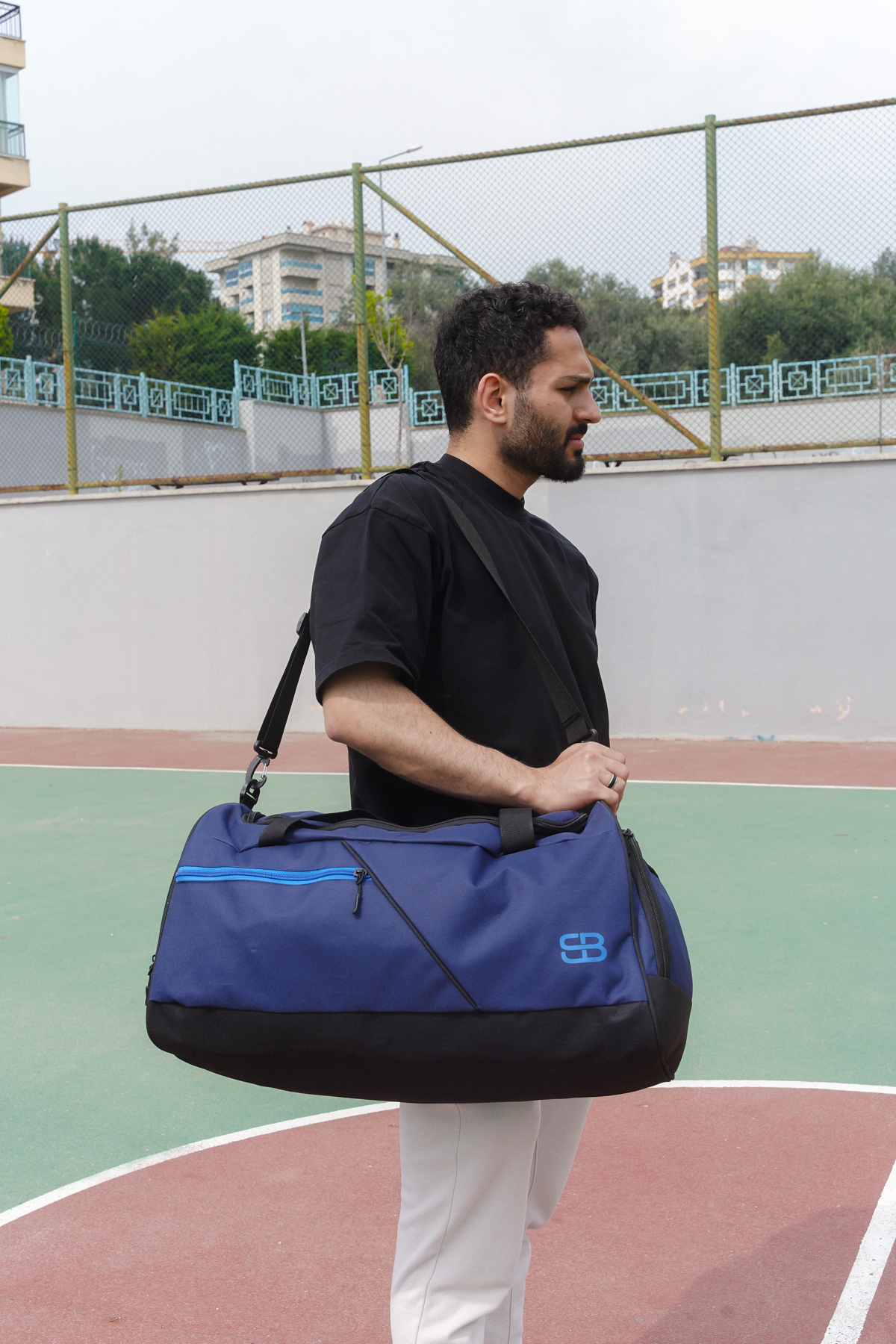 Solo Bag  Ayakkabı Gözlü Termoslu Büyük Boy Unisex Lacivert Spor Fitness Ve Seyahat Çantası - Görsel 3
