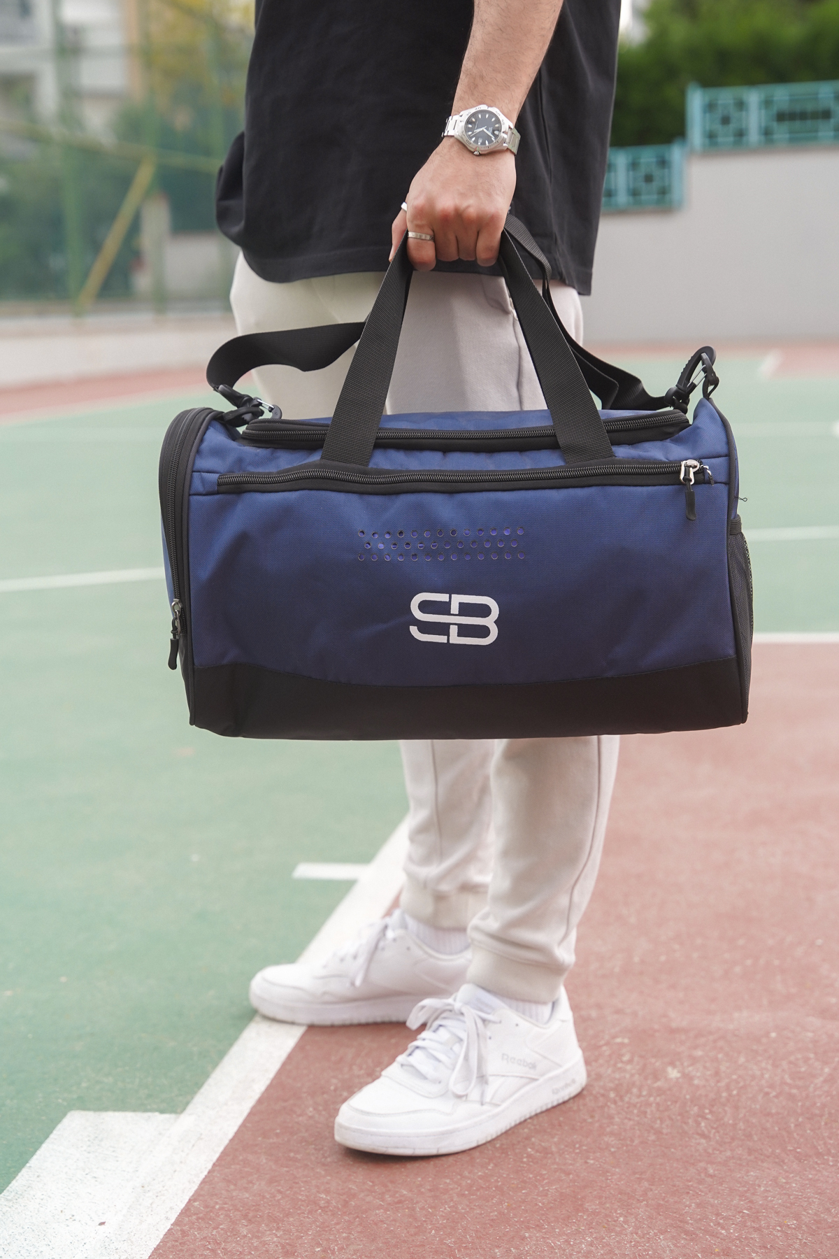 Solo Bag Ayakkabı Gözlü Havalandırmalı Lacivert Spor Fitness Ve Seyahat Çantası görsel 2