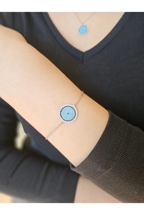 MODA Zirkon Taşlı Ayarlanabilir Gümüş Nazar Bileklik