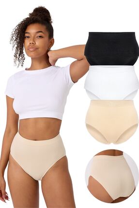 FOREVER MORE 3'lü Dikişsiz Kadın Yüksek Bel Bato Slip Külot