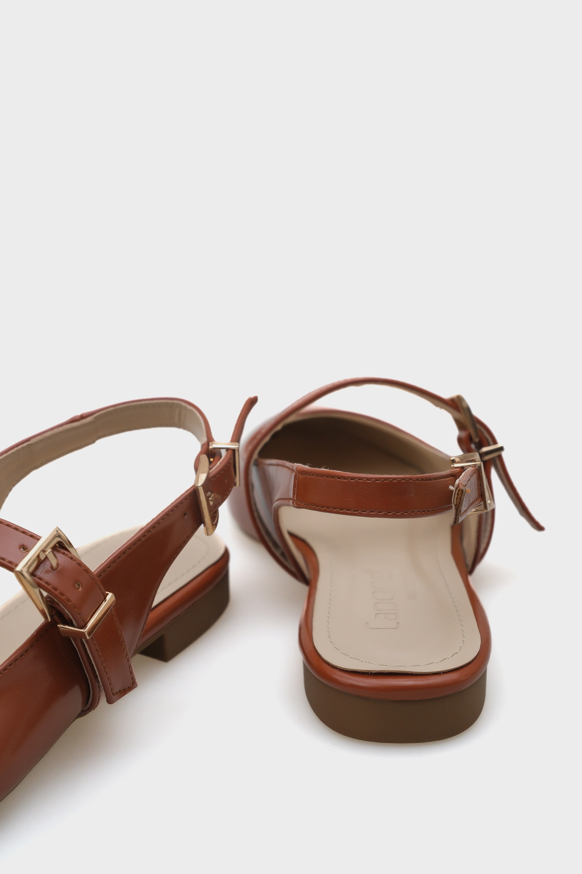 Capone Outfitters-Anna Open Back Strap Buckle Detailed Pointed Toe Women's Ballerinas 4