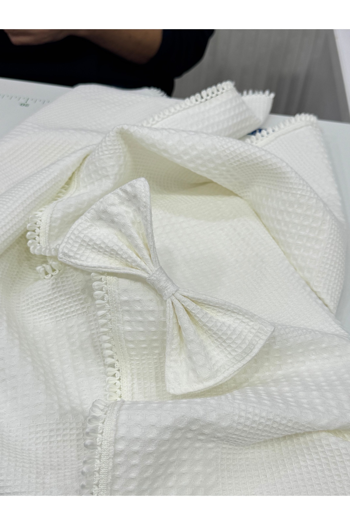 FG Store %100 Pamuk Çok Amaçlı Petek Pike Puset Örtüsü / Minder fotoğrafı 6 (önizleme)