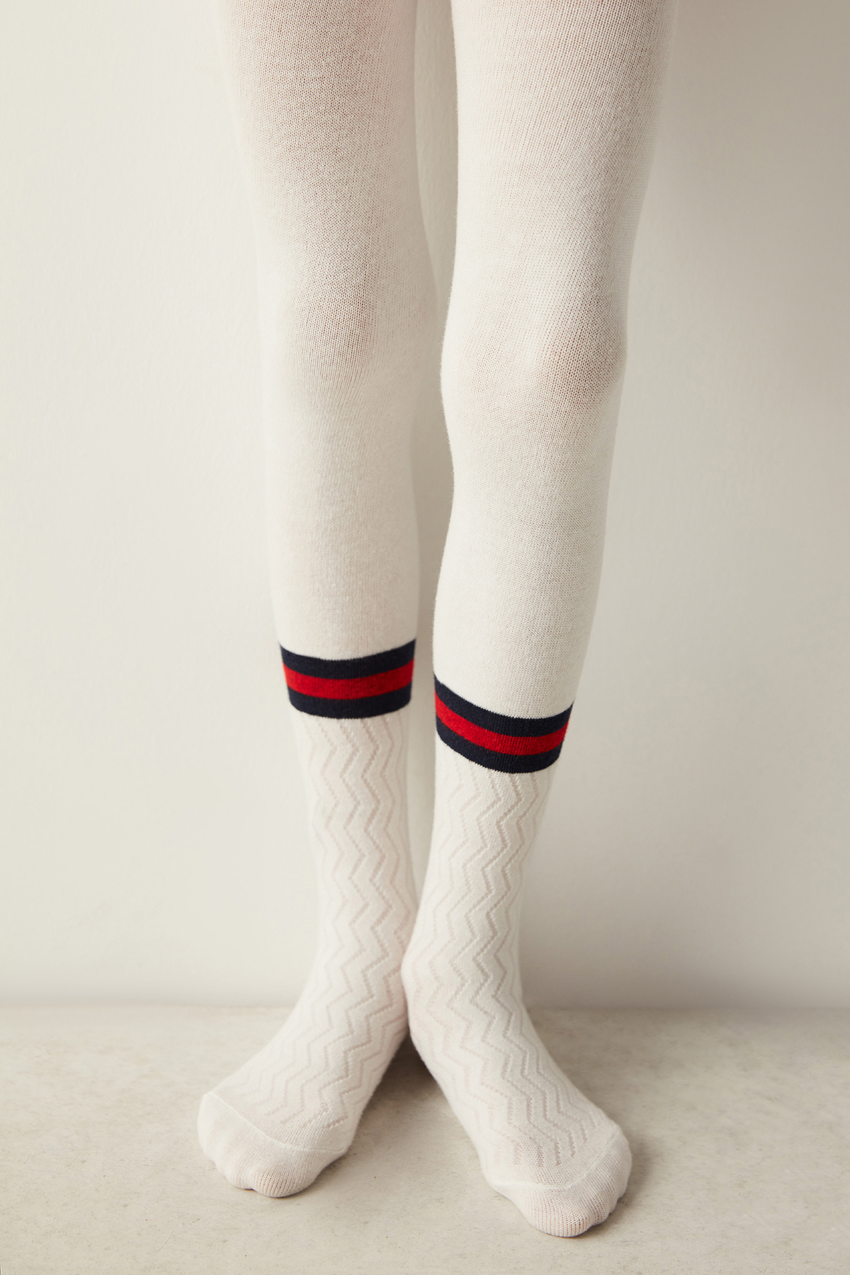 Penti-Weiße Tennisstrumpfhose mit Streifendetail 1