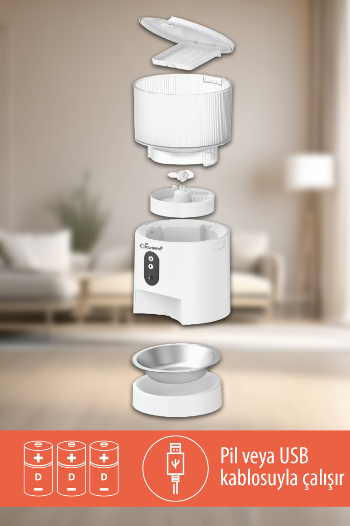 Tiny Kiwipets Kpf-10565 Evcil Hayvan Akıllı Kameralı Multifonksiyon Mama Kabı - Smart Pet Feeder fotoğrafı 4 (önizleme)