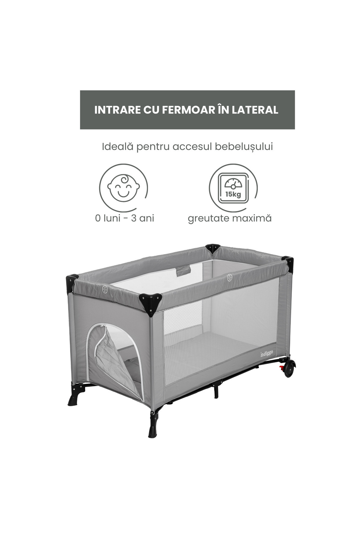 indiggo-KiddoTrip NEXT 3-in-1 folding crib and playpen with removable mattress, extra floor and wheels 3
