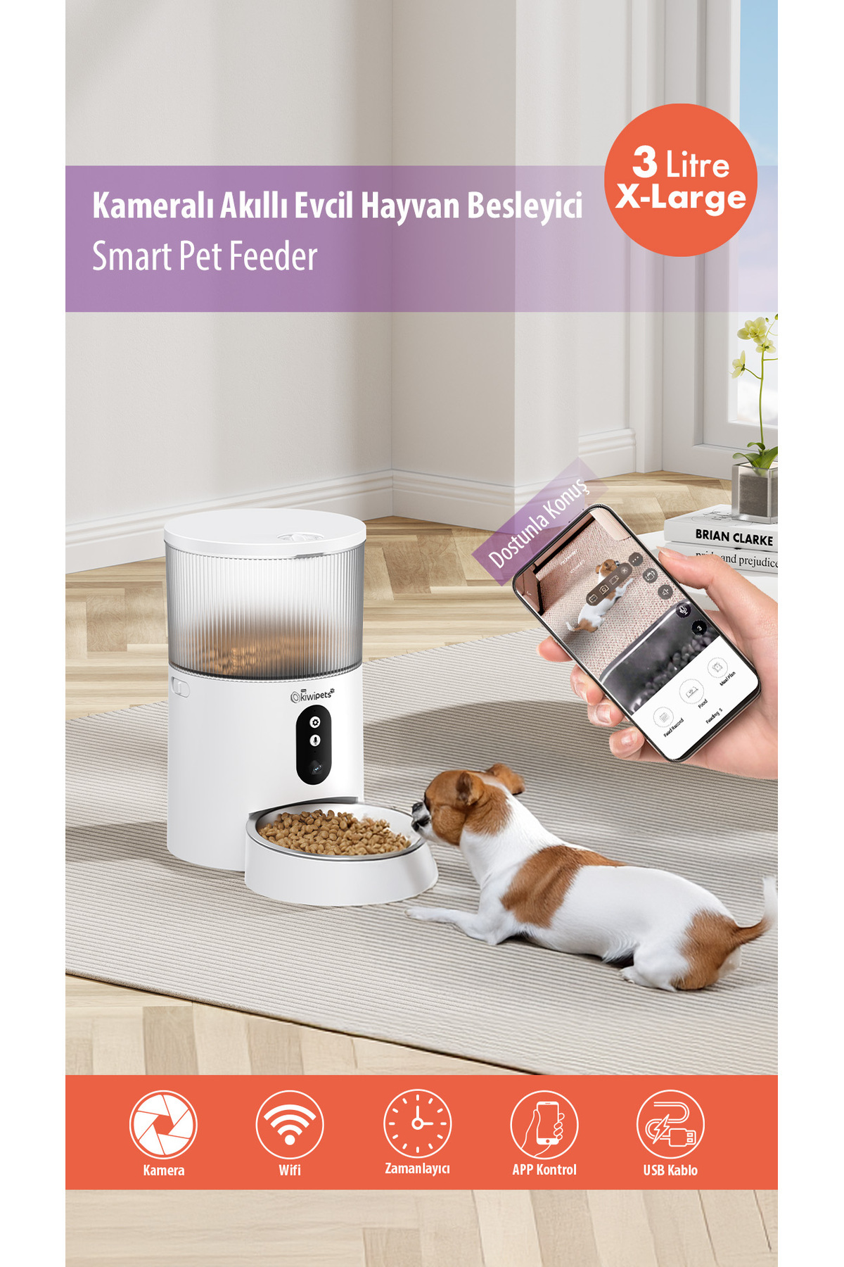 Tiny Kiwipets Kpf-10565 Evcil Hayvan Akıllı Kameralı Multifonksiyon Mama Kabı - Smart Pet Feeder fotoğrafı 3 (önizleme)