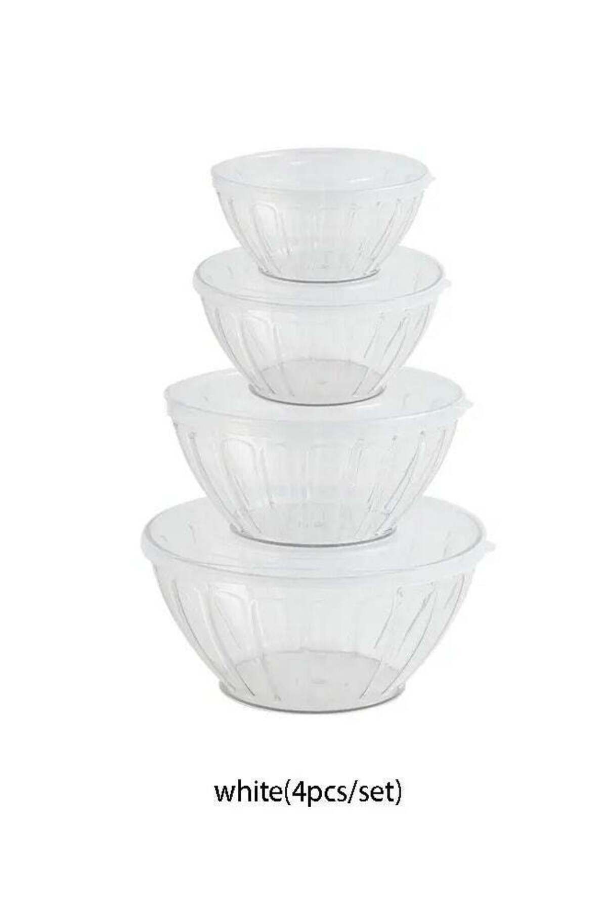 ELEGANT HOME-Set of 4 clear bowls with lids for mixing, fermenting dough, and storing food 1/1.5/2.5/3.5 liters 5