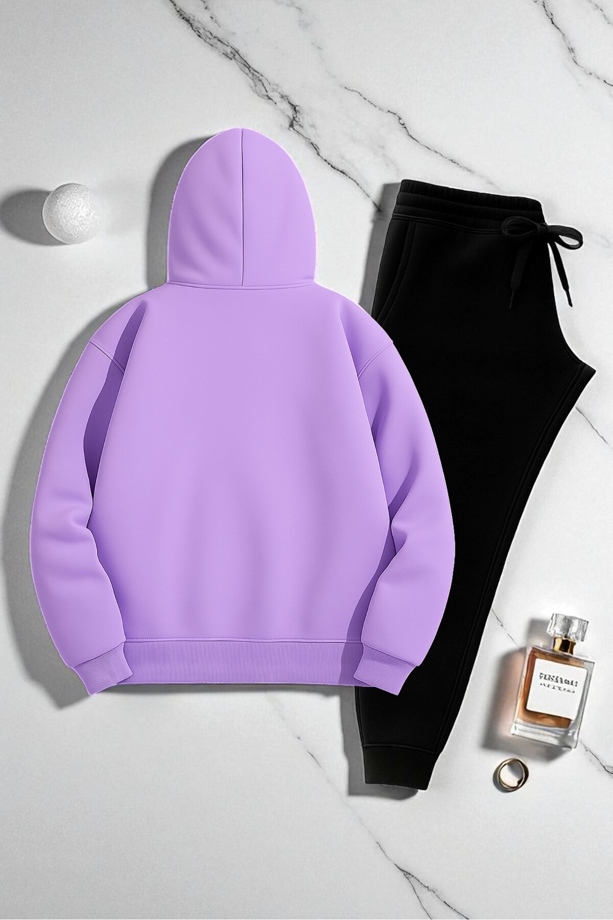 Unisex Be Happy Baskılı Oversize Sweatshirt Takım — قرمز KP-BEHAPPY — تصویر 2 از 3