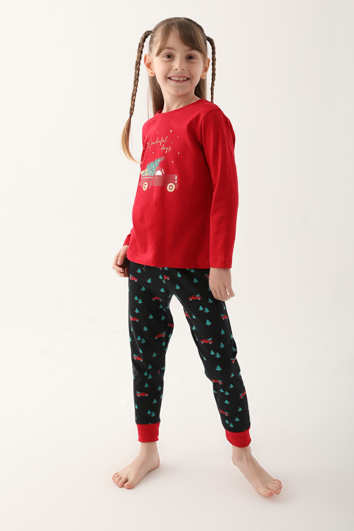 Arnetta-Girl's Red Long Sleeve Pajama Set 1