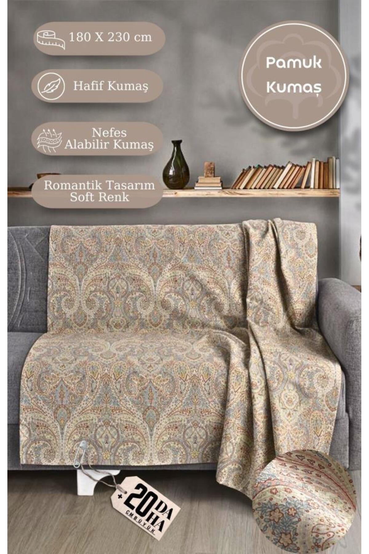 MODALİN Tek Kişilik Baskılı Pike Koltuk Örtüsü Breeze 180x230 cm