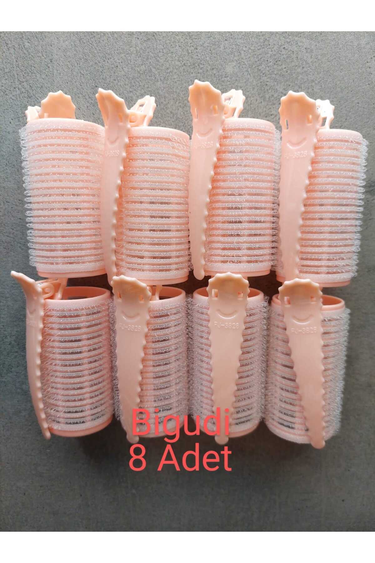 SEVRU 8 Adet Tokalı Bigudi Cırtlı - Saç Bigudisi, Saç Pensli Bugidi ,Orta boy Klips