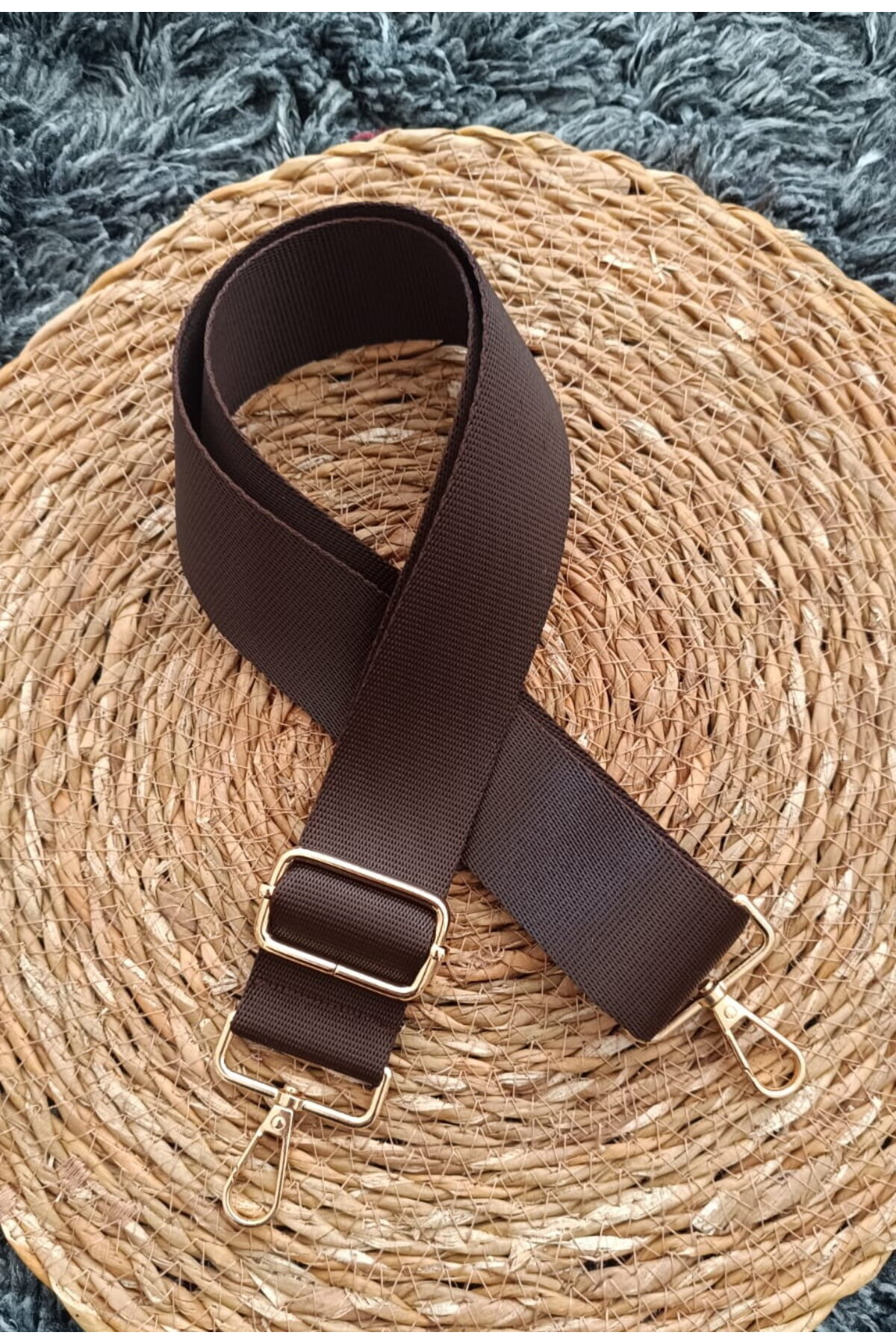 NGA's Kahverengi Yüksek Kaliteli Ayarlanabilir Çanta Askısı, Çapraz Çanta Askısı Gold Toka Detaylı