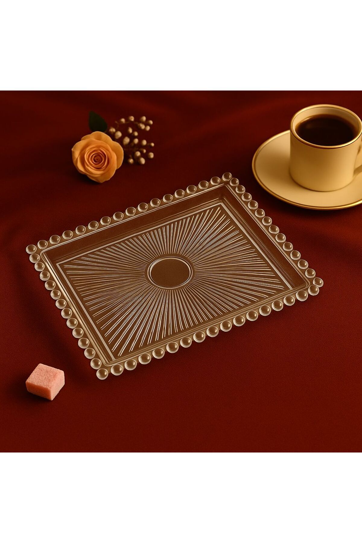 YzHome-Single Plexiglass Plastic Rectangular Beaded Presentation Serving Tray with Handle 1