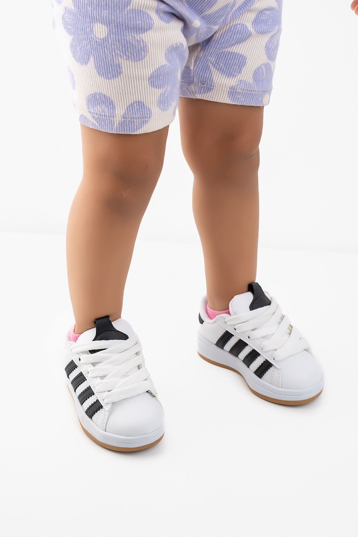 Blyss Bebek Çocuk Günlük Beyaz Siyah Zarif Rahat Spor Ayakkabı Sneaker fotoğrafı 3 (önizleme)