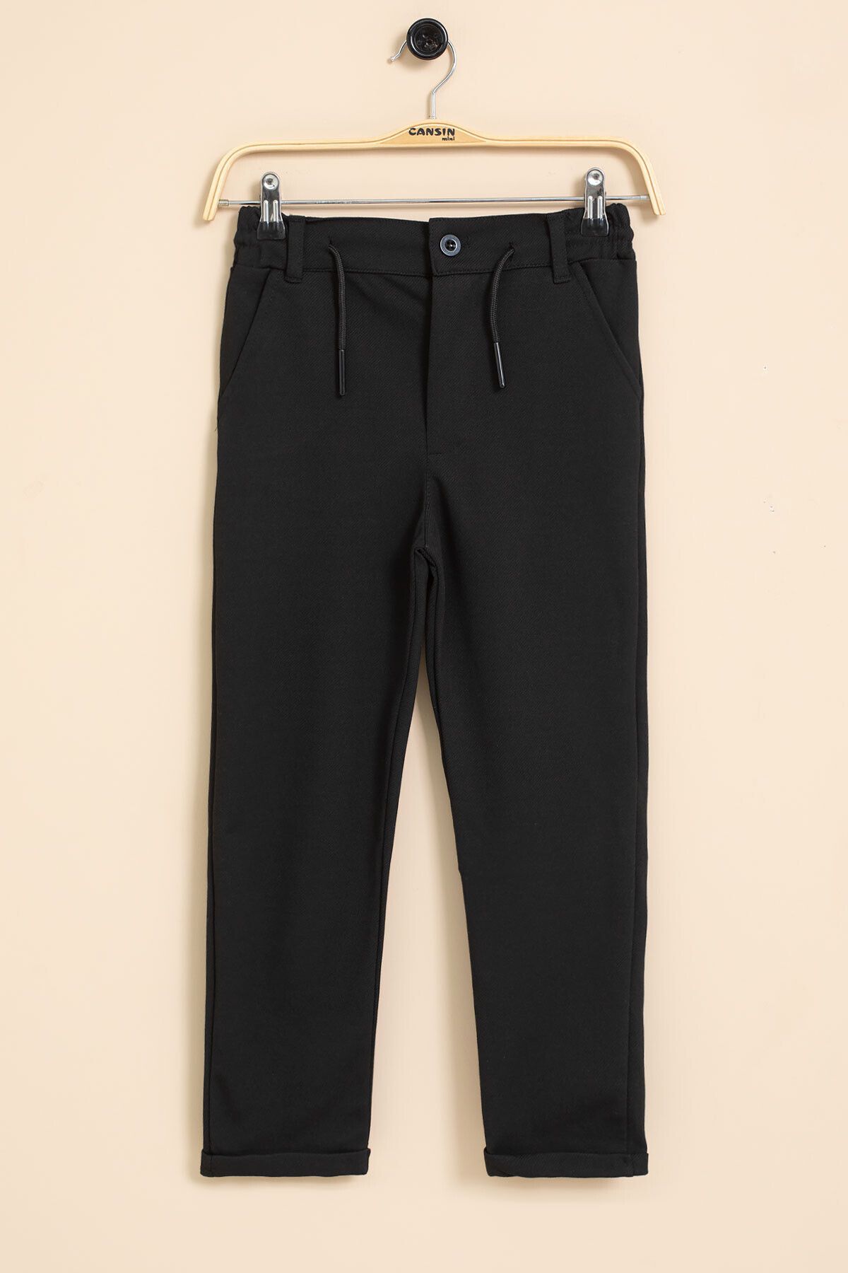 Cansın Mini-Black Boy's Double Leg Basic Fabric Trousers with Elastic Waist 21420 1