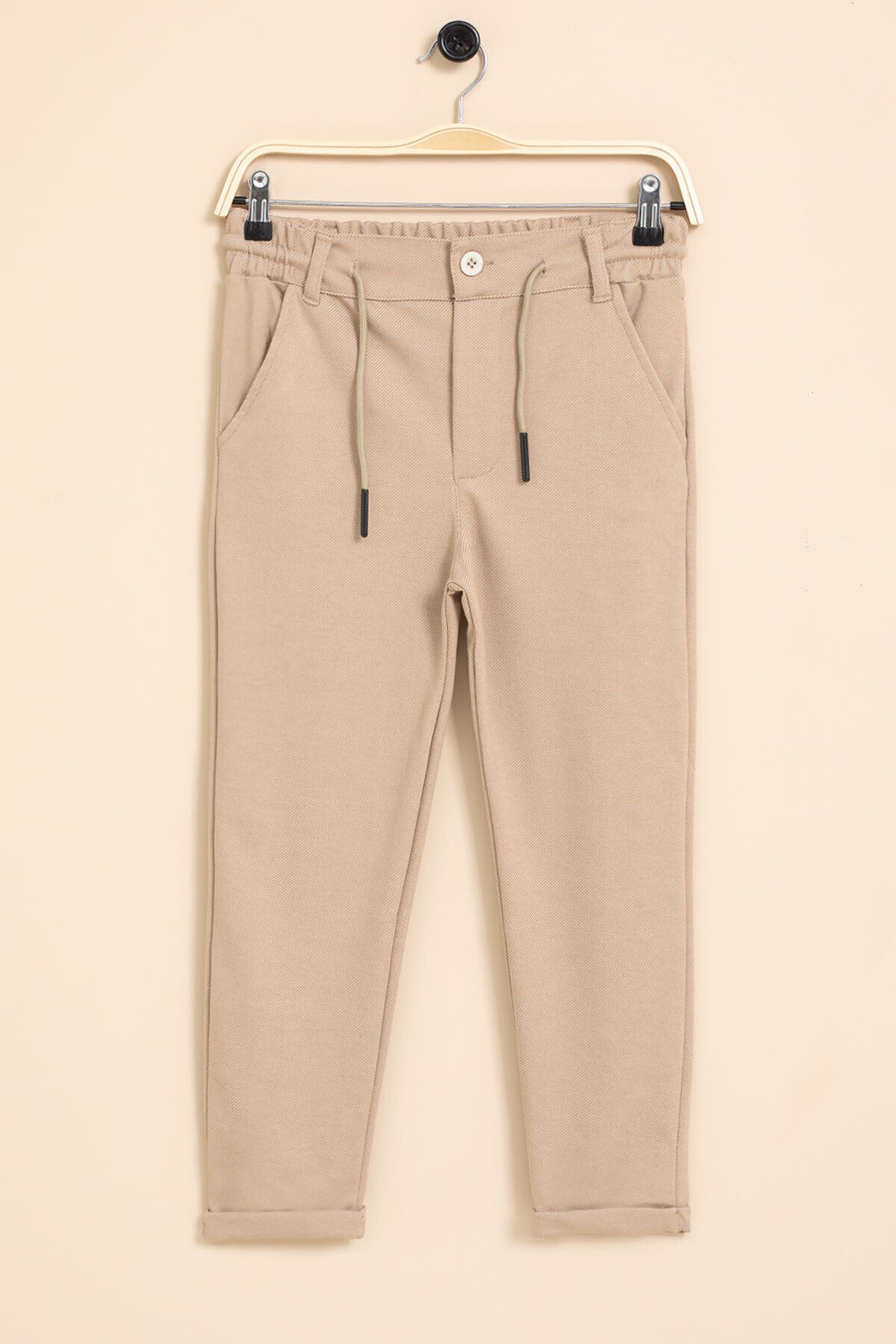 Cansın Mini-Brown Boy's Double Leg Basic Fabric Trousers with Elastic Waist 21423 1