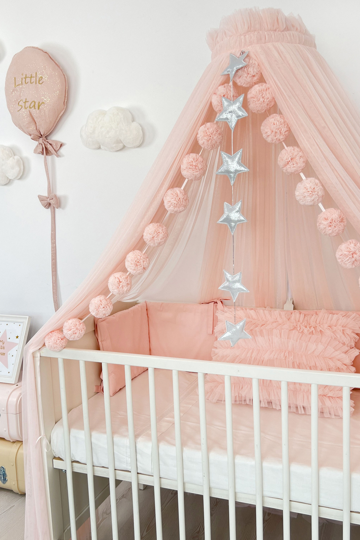 PAMUKA Bebek Beşik Cibinliği Tül Sineklik Baby Pink fotoğrafı 5 (önizleme)