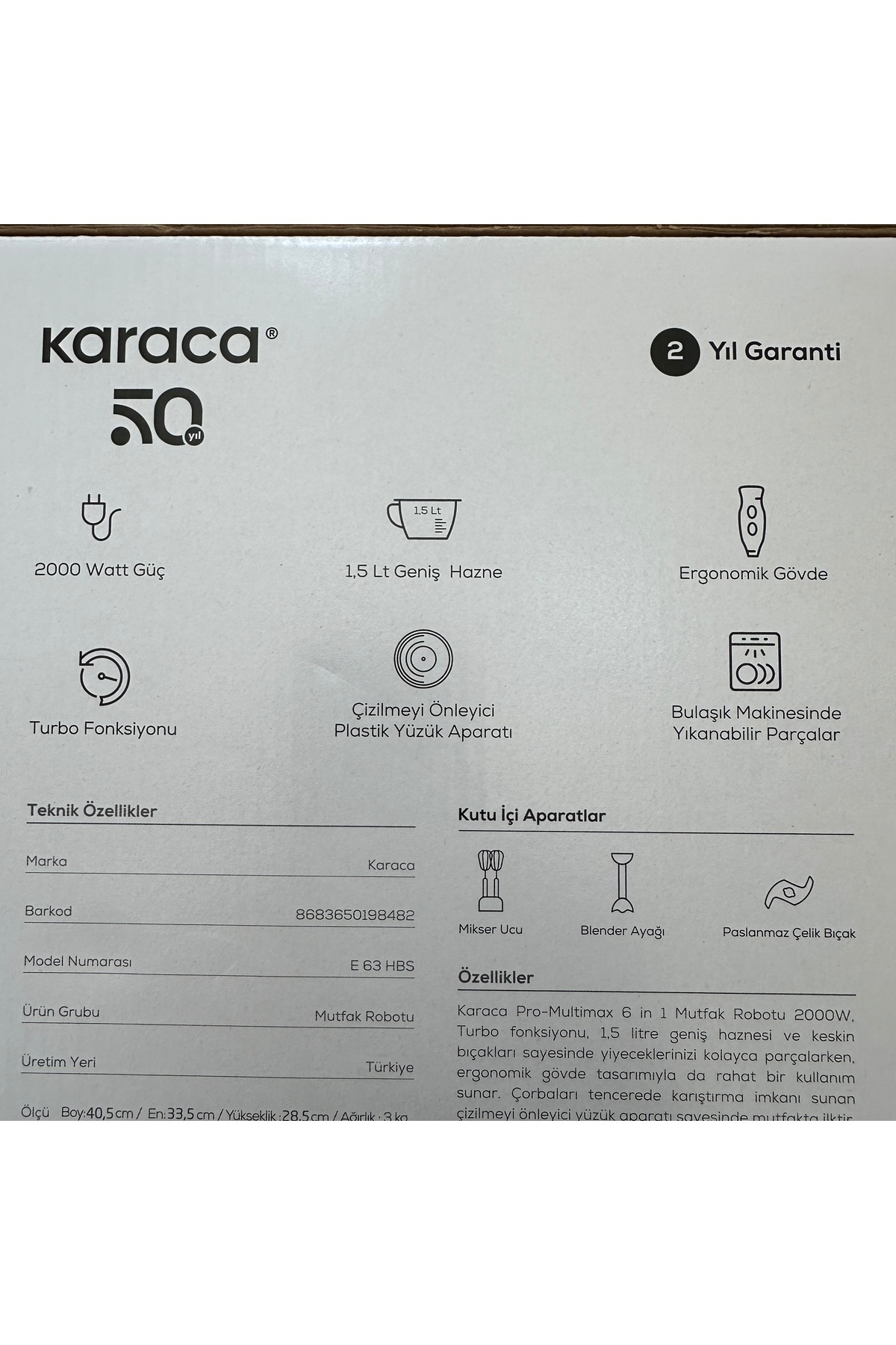 Karaca-6 In1 Multipurpose Food Processor - Chopping, Slicing, Shredding, Ice Crushing 6