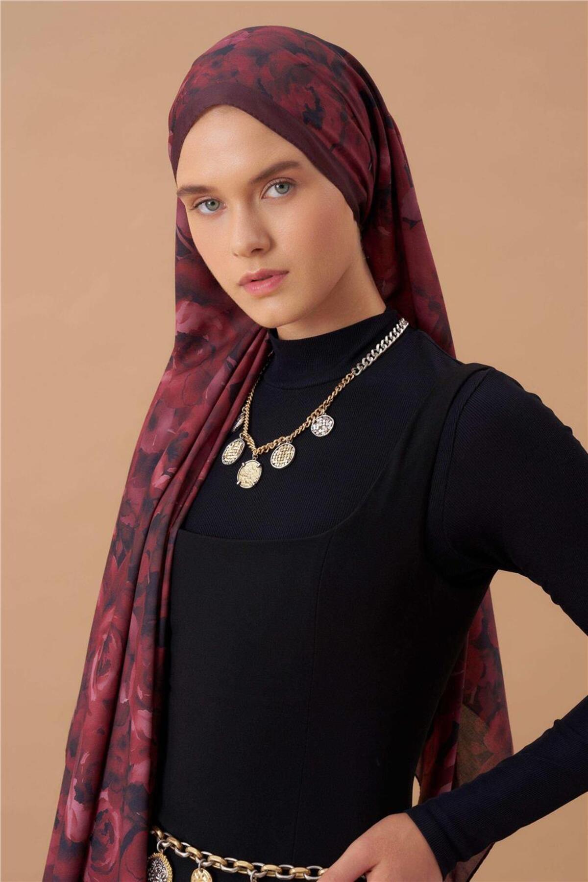 İpekhan-Fine Cotton Viscose Soft Shawl with Large Flower Pattern, Light and Stylish Shawl 2