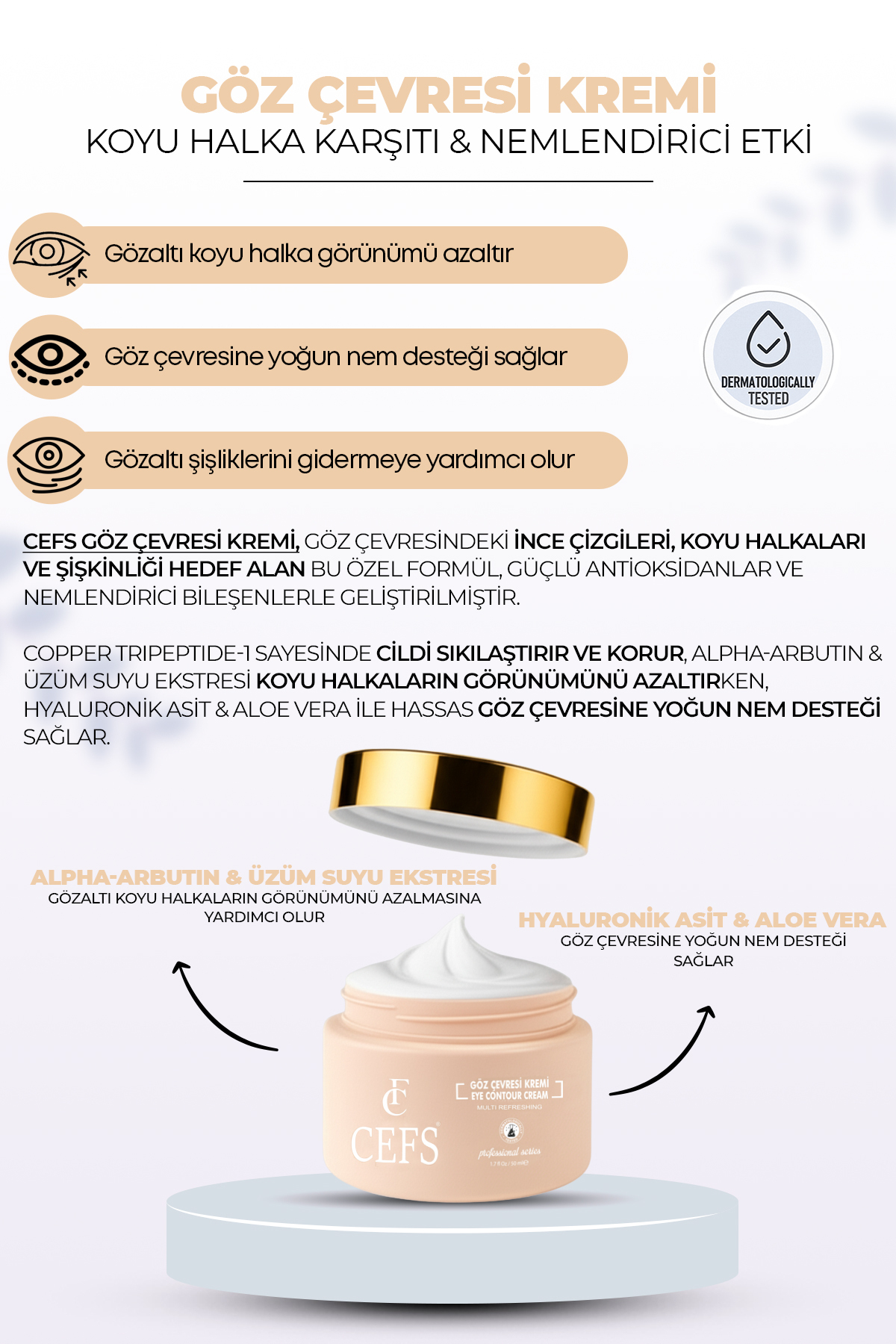 Göz Altı Ve Göz Çevresi Yaşlanma, Morluk Ve Torbalanma Karşıtı Bakım Kremi 50 Ml — A17 — تصویر 5 از 6