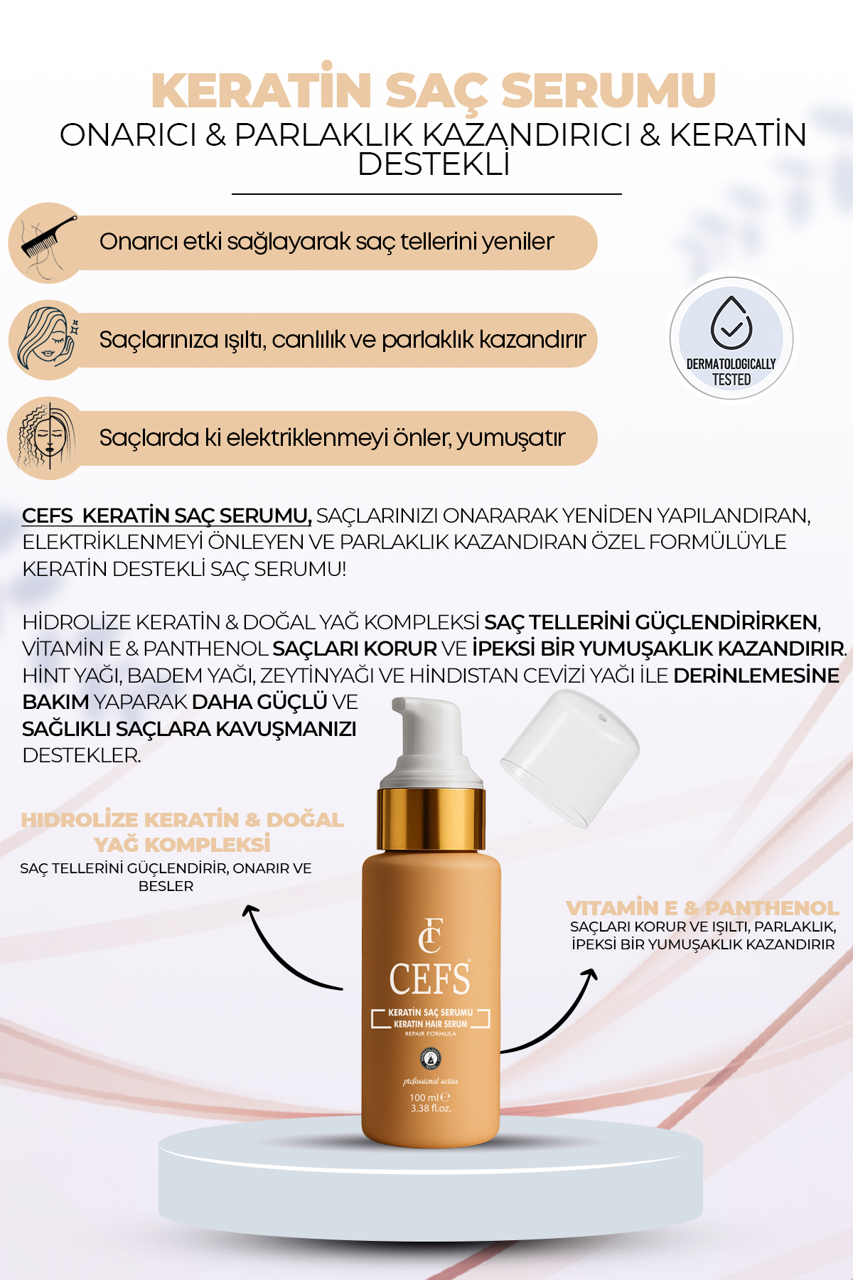 Keratin Saç Serumu 100 Ml, Hızlı Saç Uzatma, , Saç Güçlendirci Serum — A12 — تصویر 4 از 5