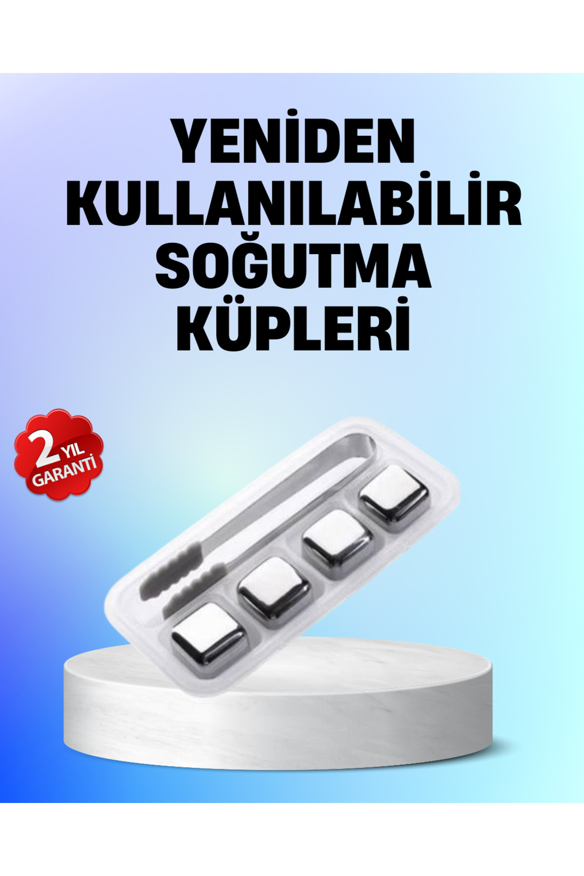 FrereConception Yeniden Kullanılabilir 304 Çelik Metal Buz Küpleri 4'lü Set