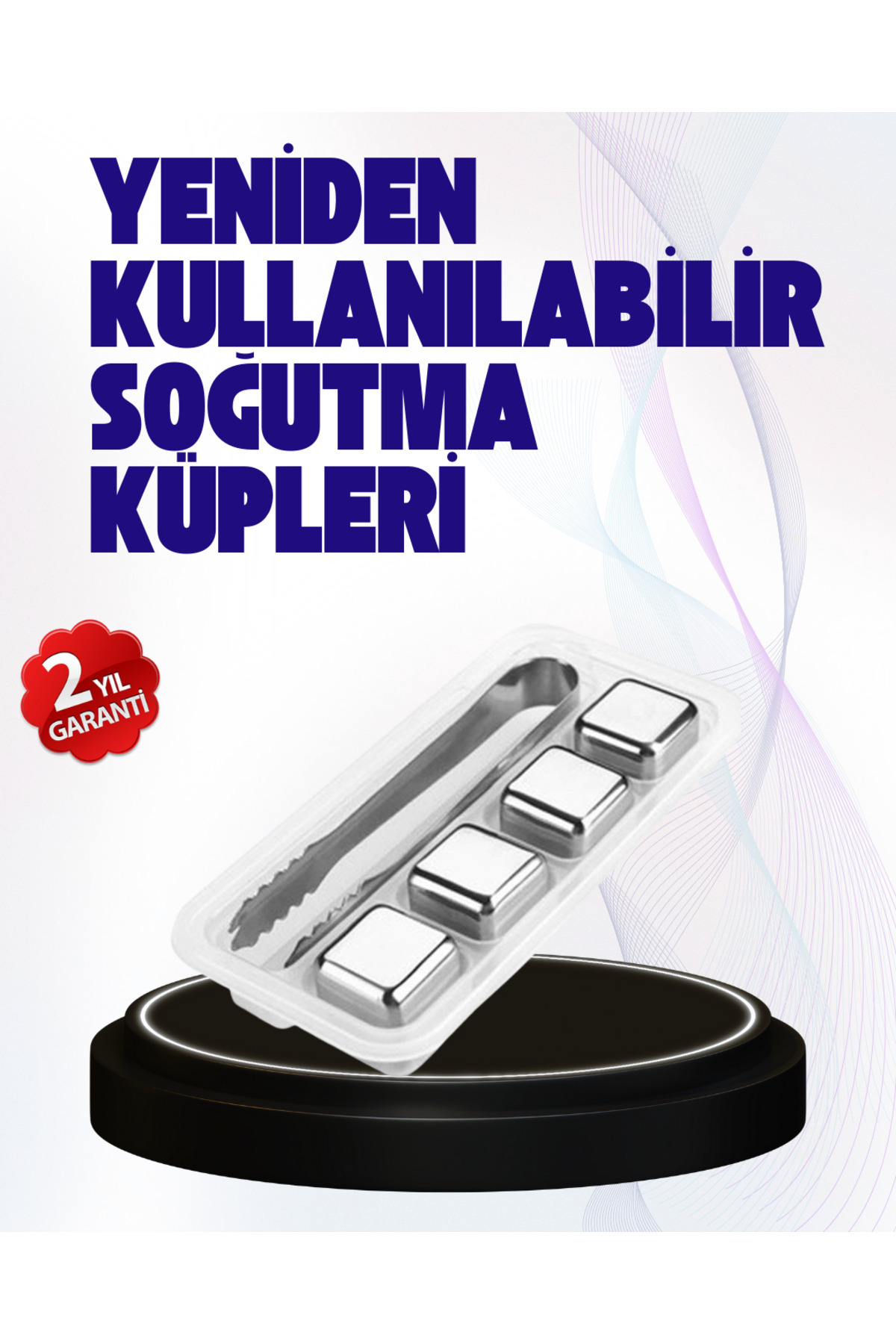 FrereConception Paslanmaz Çelikten Üretilmiş Metal Buz Küpü Seti ve Buz Klipsi