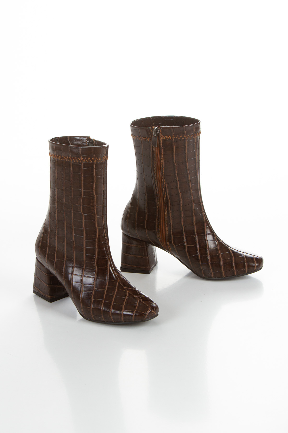 Women's, Blunt Toe, Heeled Boots ,Side Zipper,