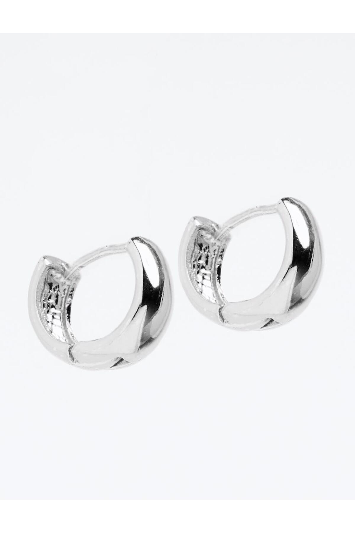 Jimmy Key-Silver Color Thick Half Hoop Earrings 3