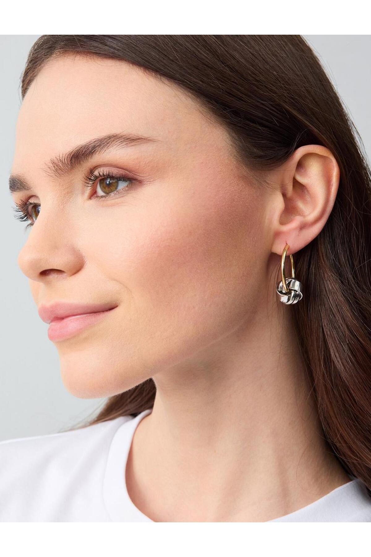 Jimmy Key-Mixed Asymmetrical Metal Figured Hoop Earrings 1